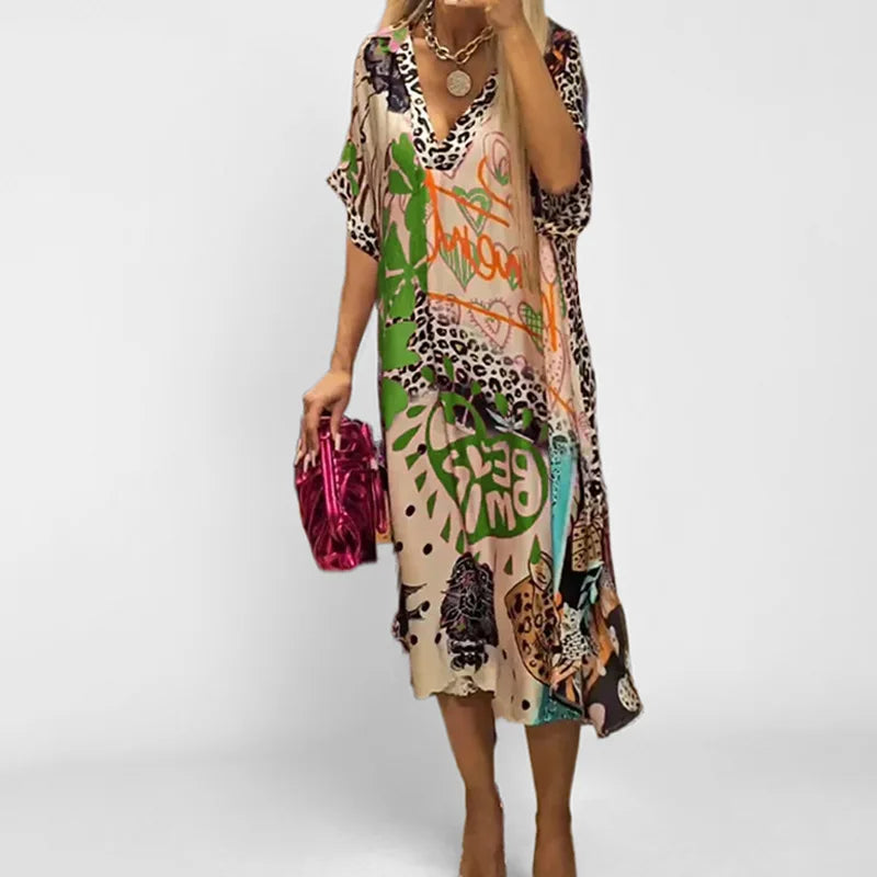 Vestido Lucy - Decote em V - Leve e Soltinho